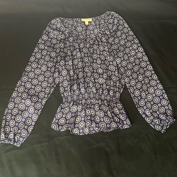 Michael Kors Purple and White Patterned Blouse - Picture 2 of 4